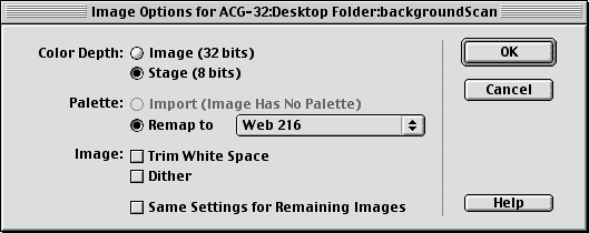 the 'Image Options' dialog